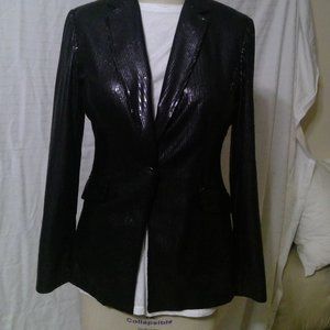 Saks Fifth Avenue Black Shiny Pinstripe Blazer